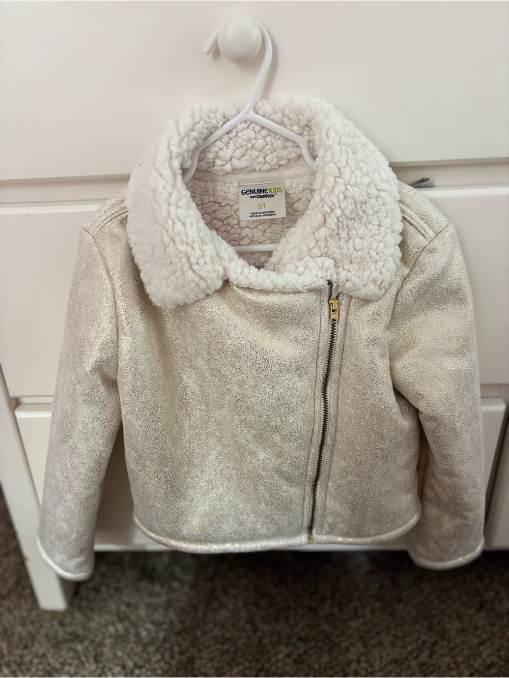 Genuine Kids by OshKosh Cream Sherpa-Trim Puffer Jacket - Girls